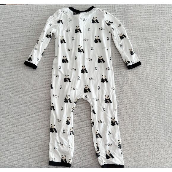 Kyte Baby White + Black Panda Zen Print Zippered Romper Sleeper 6-12 Months - Picture 4 of 5